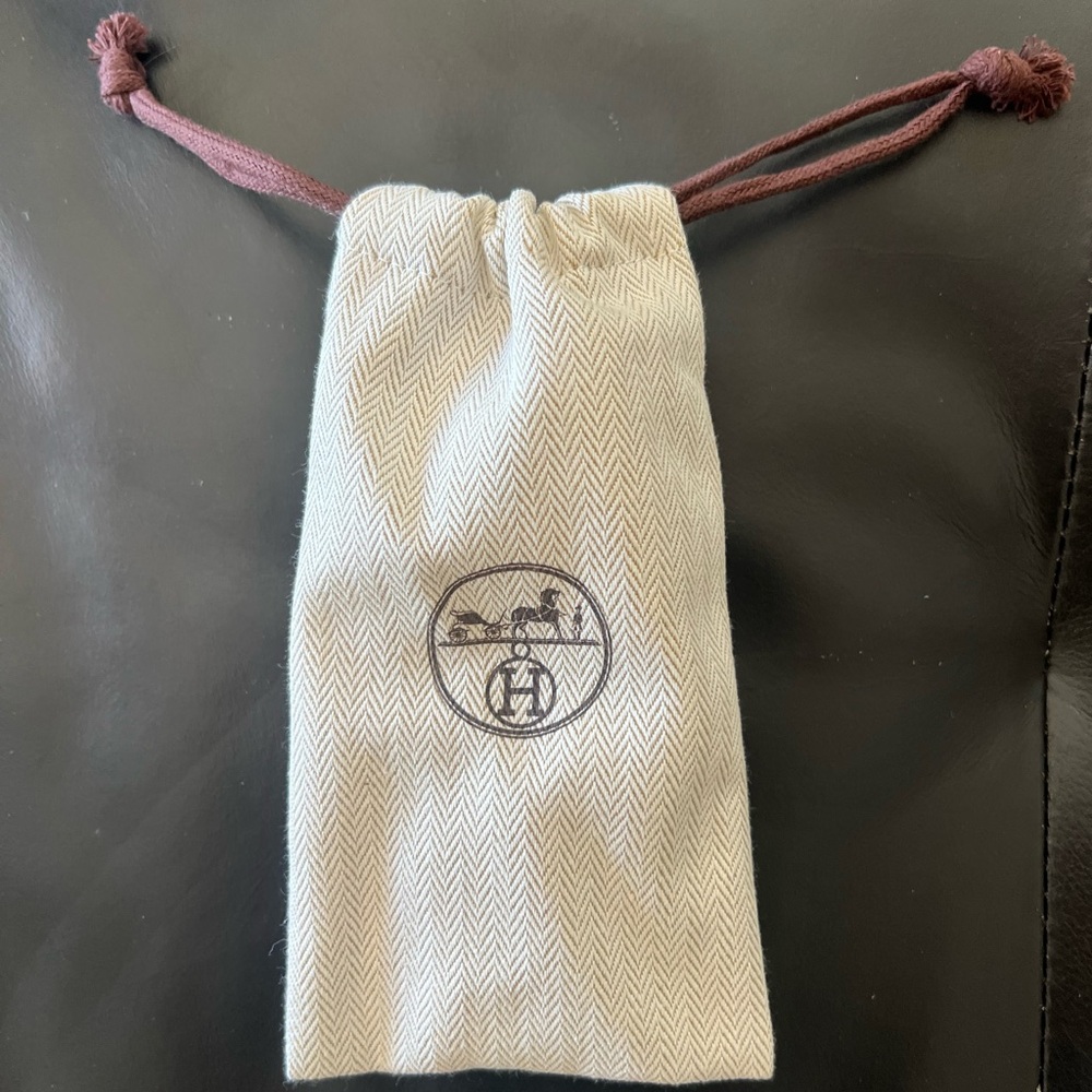 Hermes Airhentic Cream and Brown Drawstring Pouch